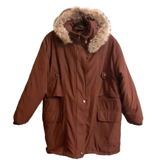 Larry Levine Women's Sz S Removable Raccoon Fur Hood Winter Parka Anorak - Picture 13 of 14